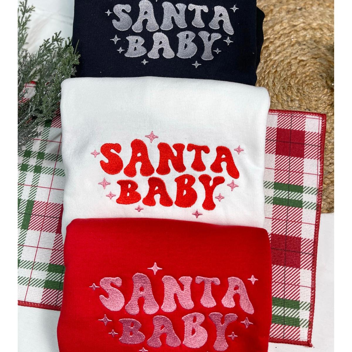 Sweatshirt Santa Baby Embroidery Christmas