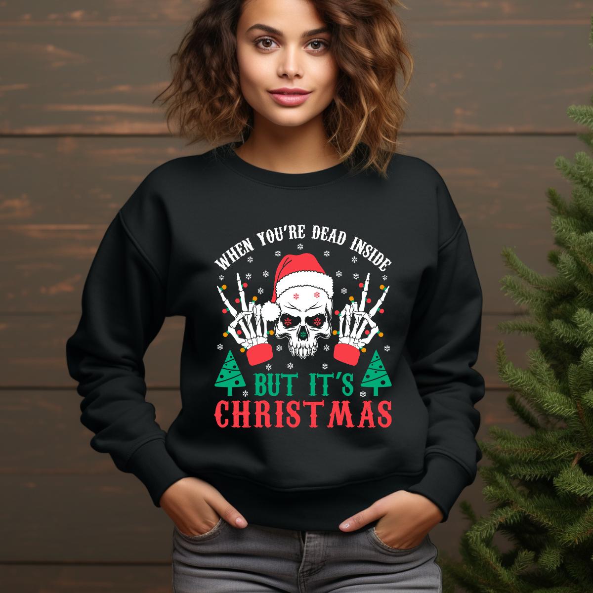 Sweatshirt Skeleton Dead Inside Christmas