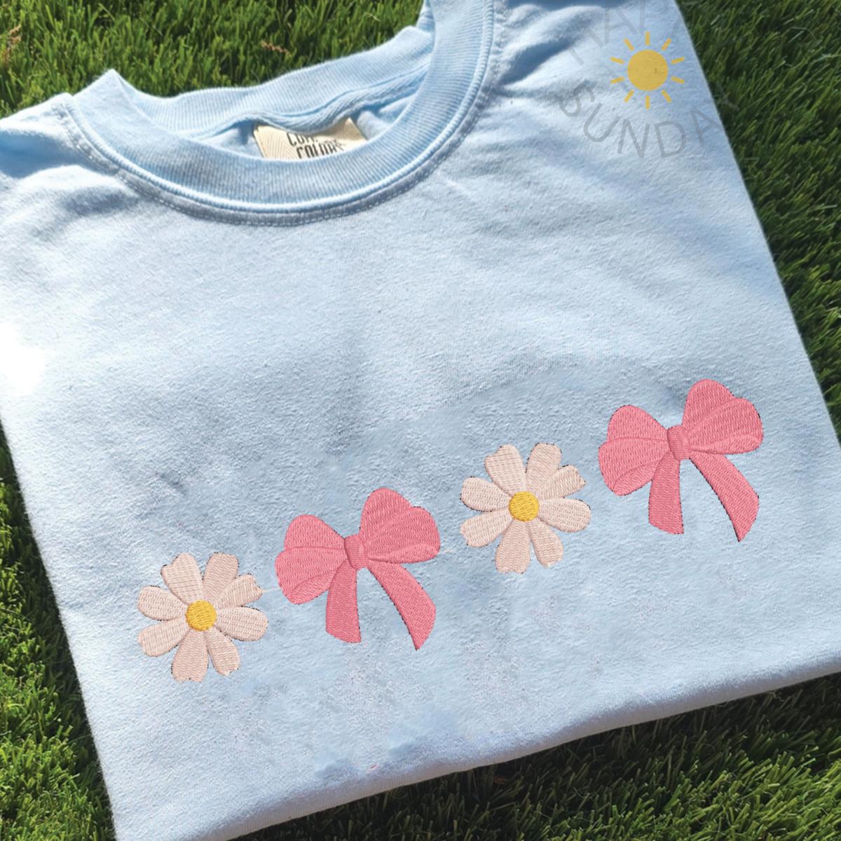 Daisy Bow Embroidered T Shirt