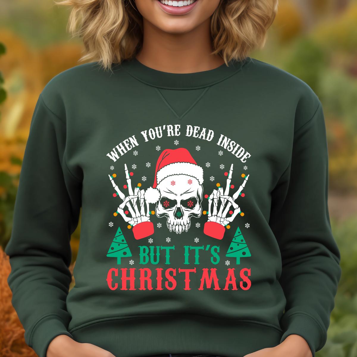 Sweatshirt Skeleton Dead Inside Christmas