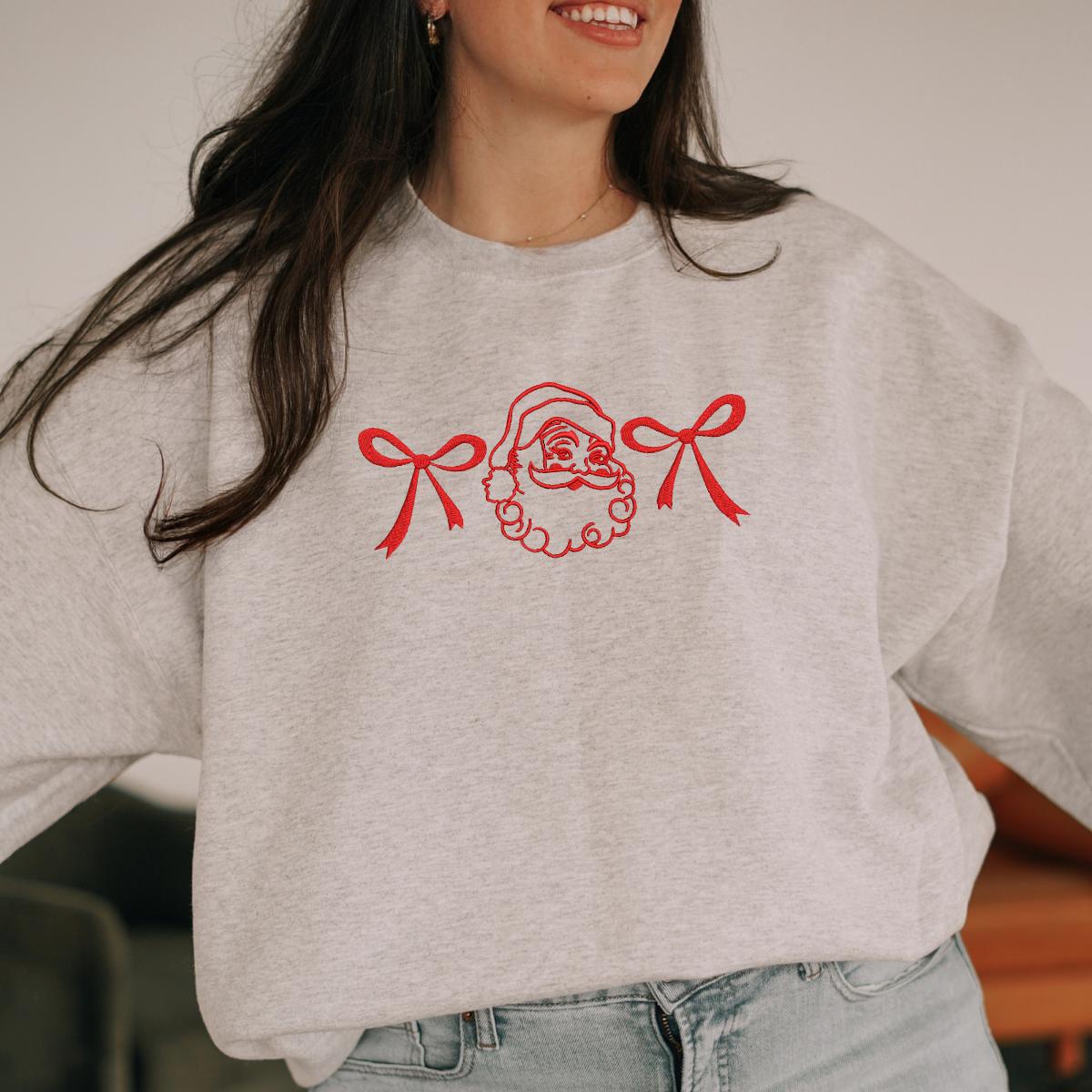 Bow Santa Christmas Sweatshirt