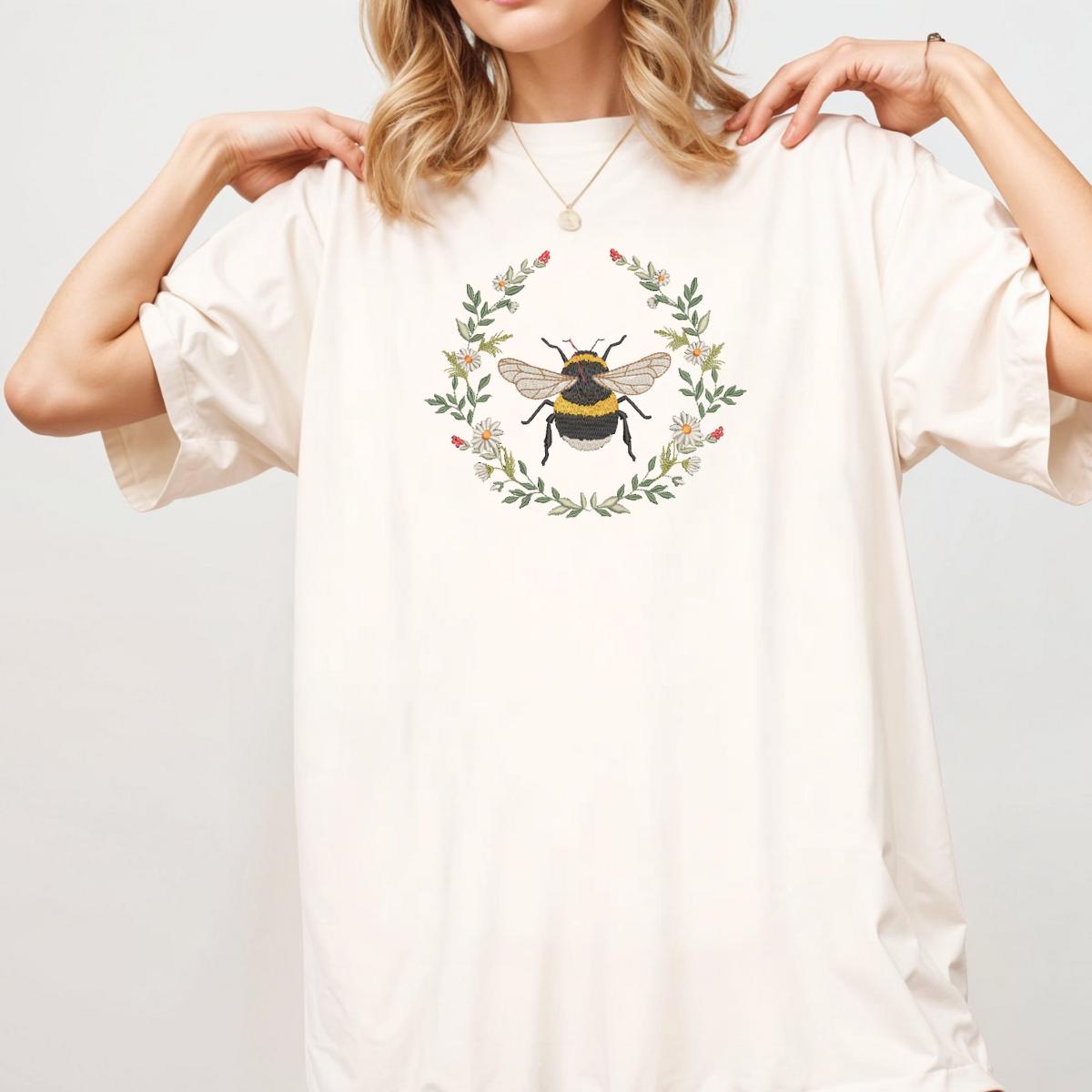 Wildflower Bee Comfort colors embroidered T Shirt