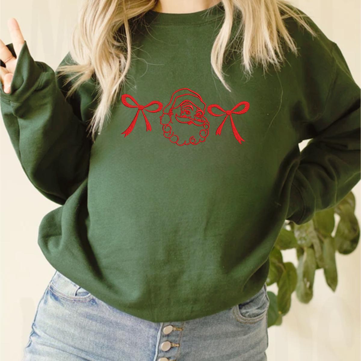 Bow Santa Christmas Sweatshirt