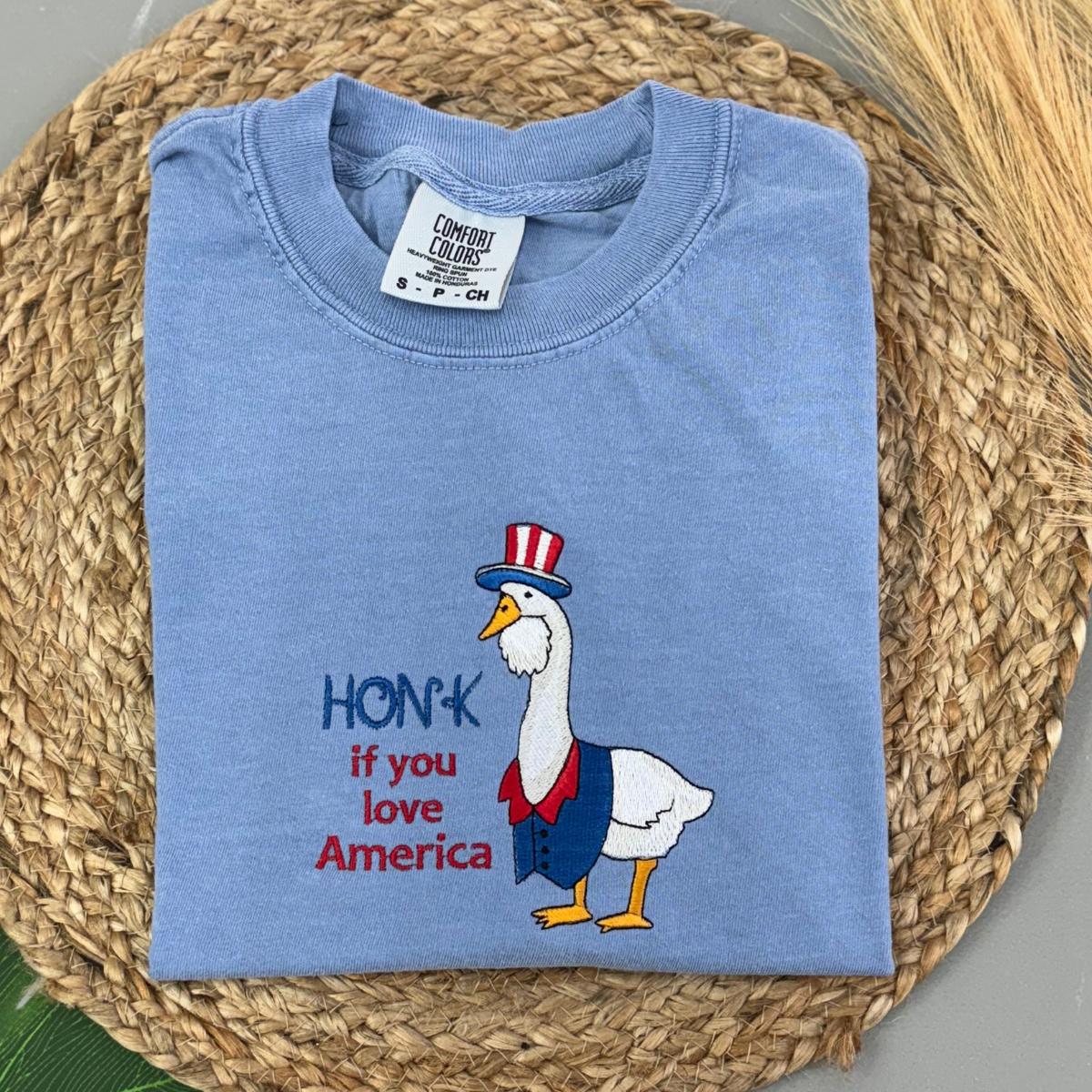 Embroidered Silly Goose America T Shirt