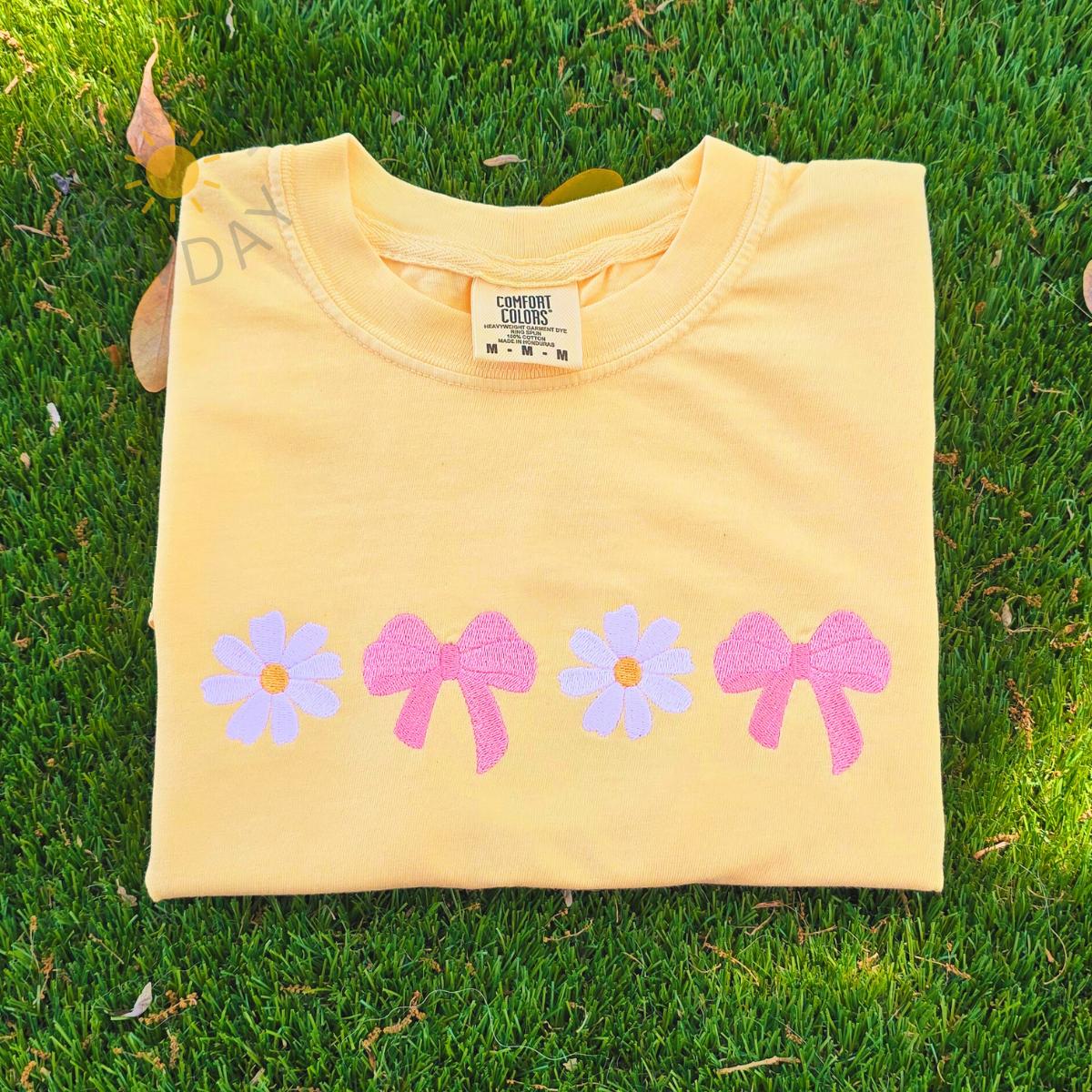 Daisy Bow Embroidered T Shirt