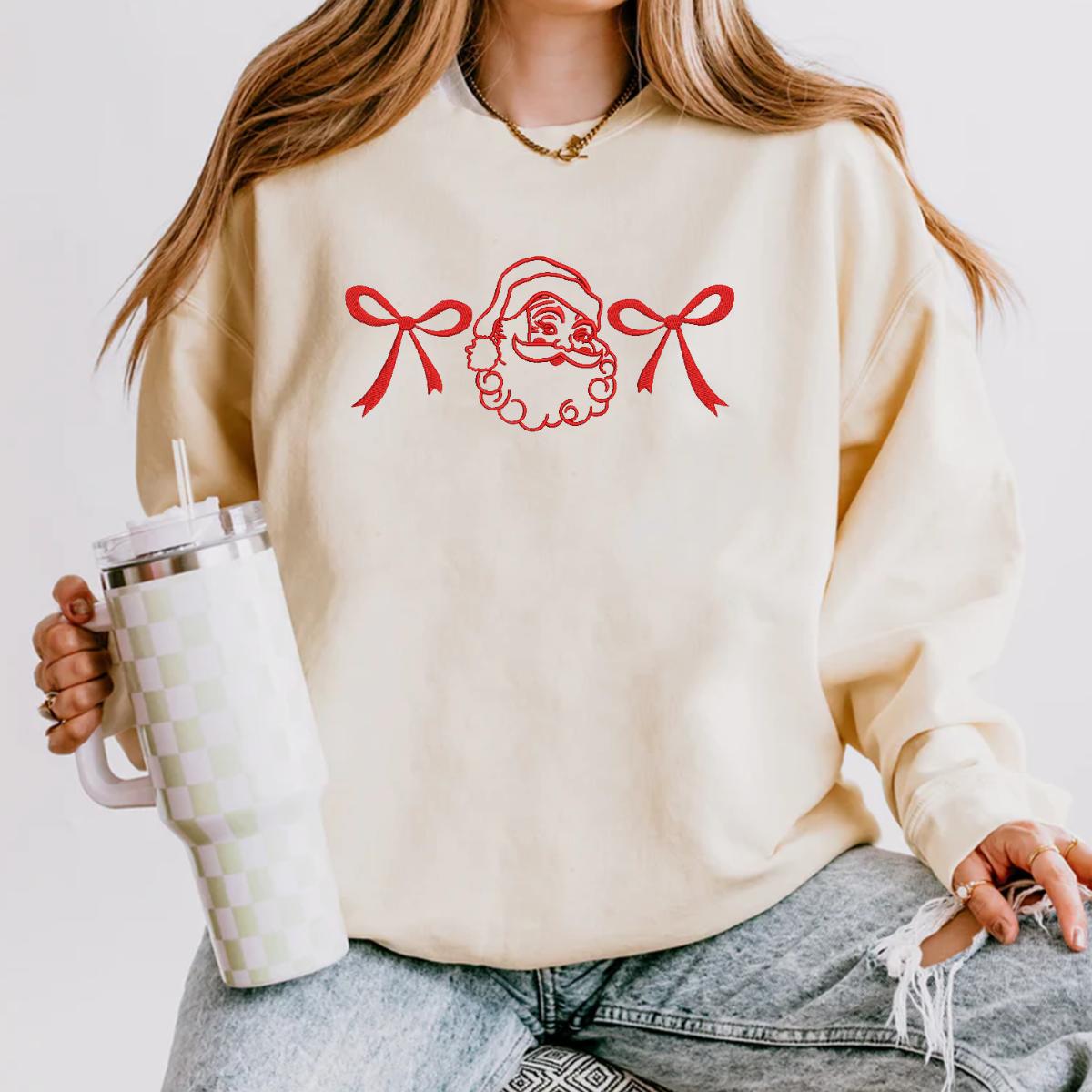 Bow Santa Christmas Sweatshirt