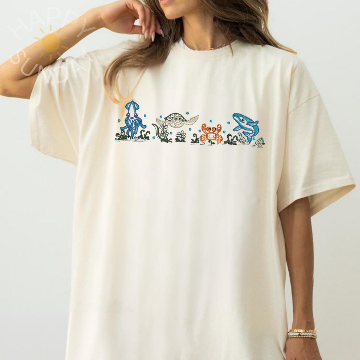 Sea Animals Embroidered Shirt