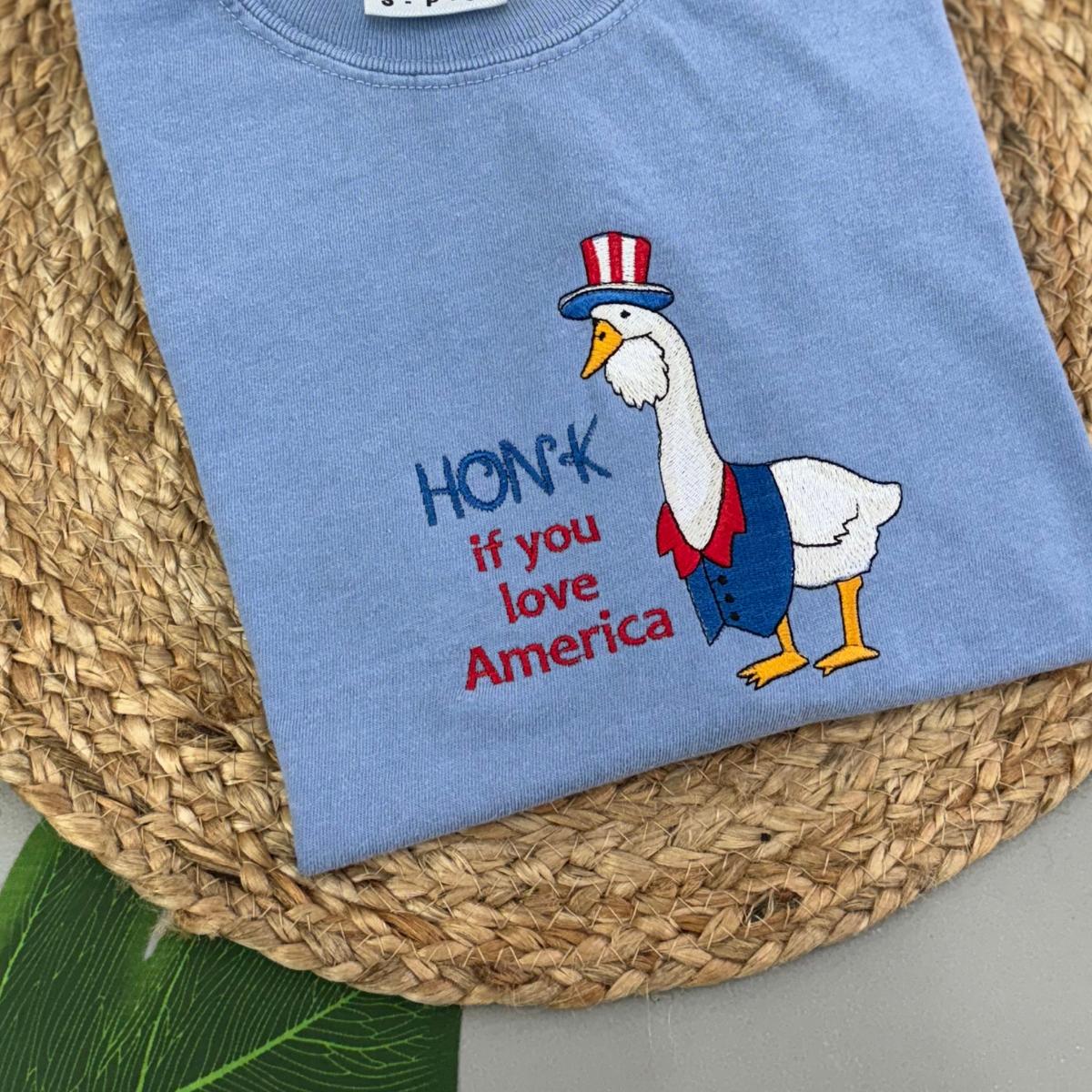 Embroidered Silly Goose America T Shirt