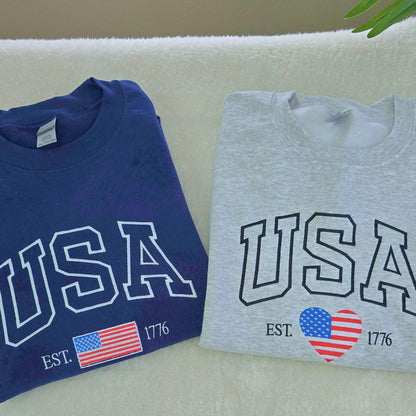 Embroidered USA Flag Sweatshirt