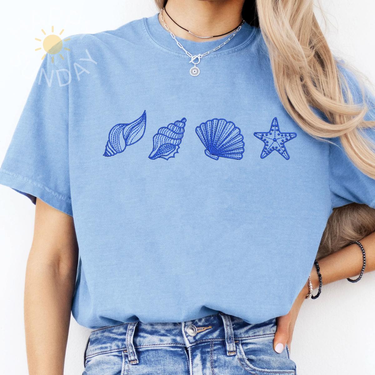 Seashells Embroidered Shirt