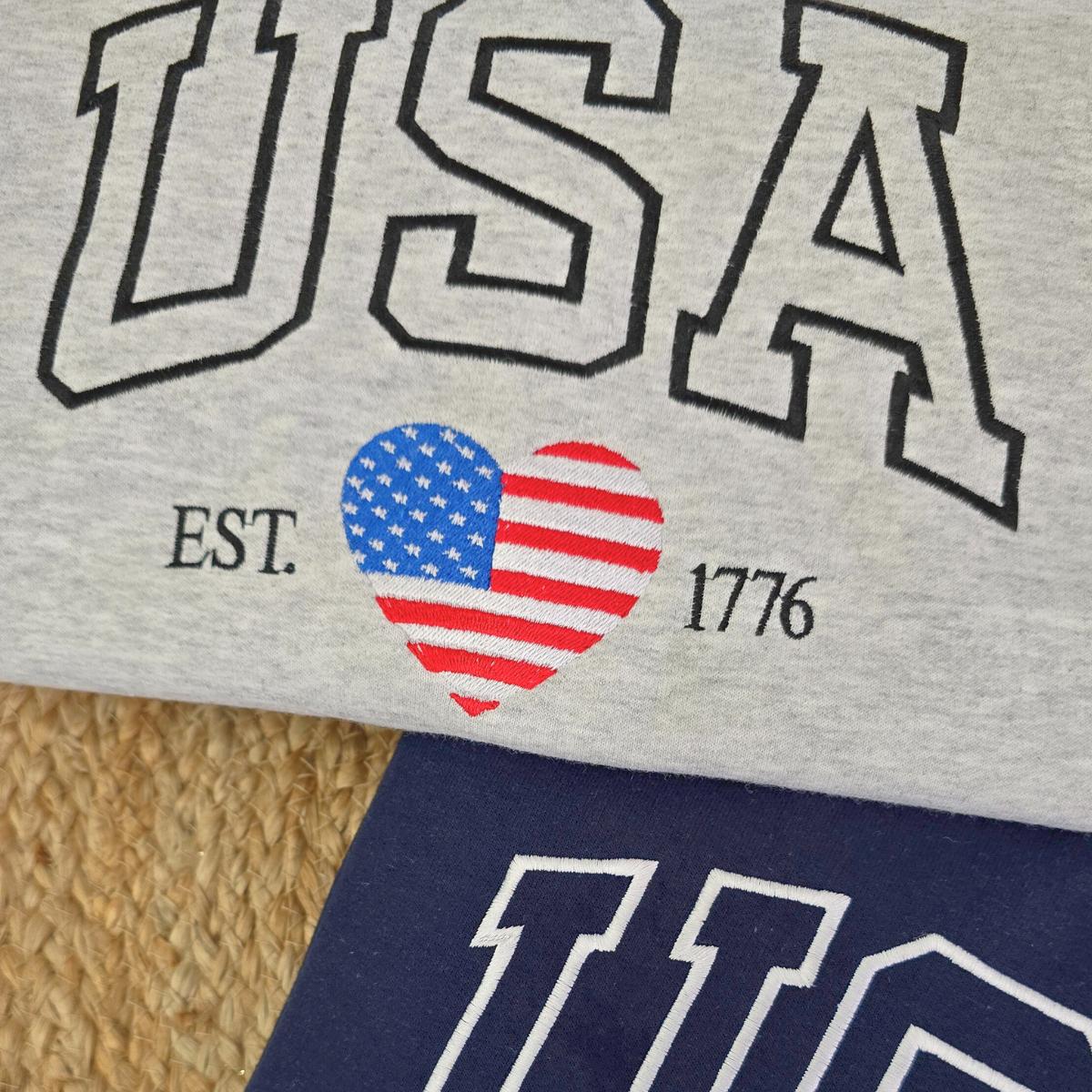 Embroidered USA Flag Sweatshirt