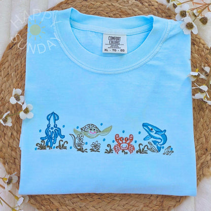 Sea Animals Embroidered Shirt