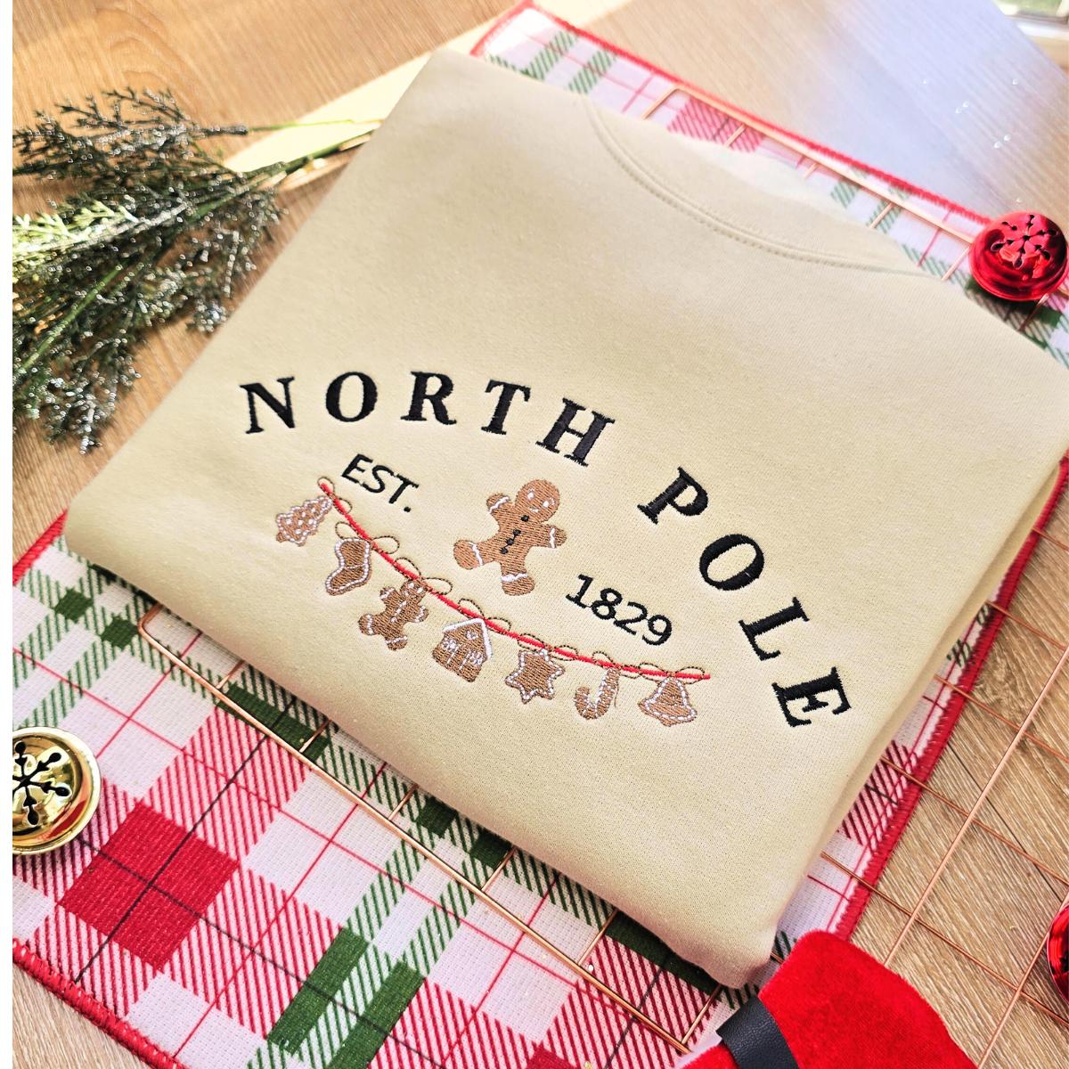 North Pole Gingerbread Christmas Embroidered