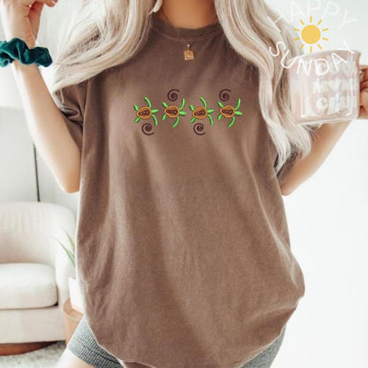 Sea Turtle Summer Embroidered Shirt