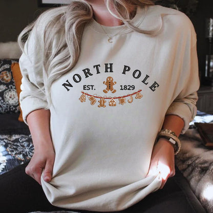 North Pole Gingerbread Christmas Embroidered