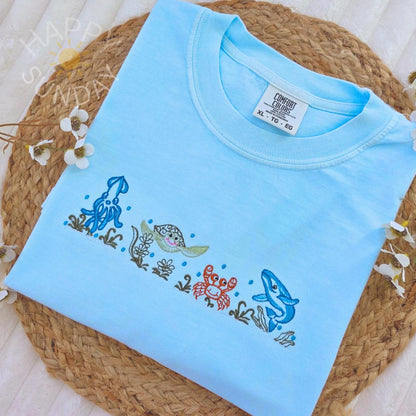 Sea Animals Embroidered Shirt